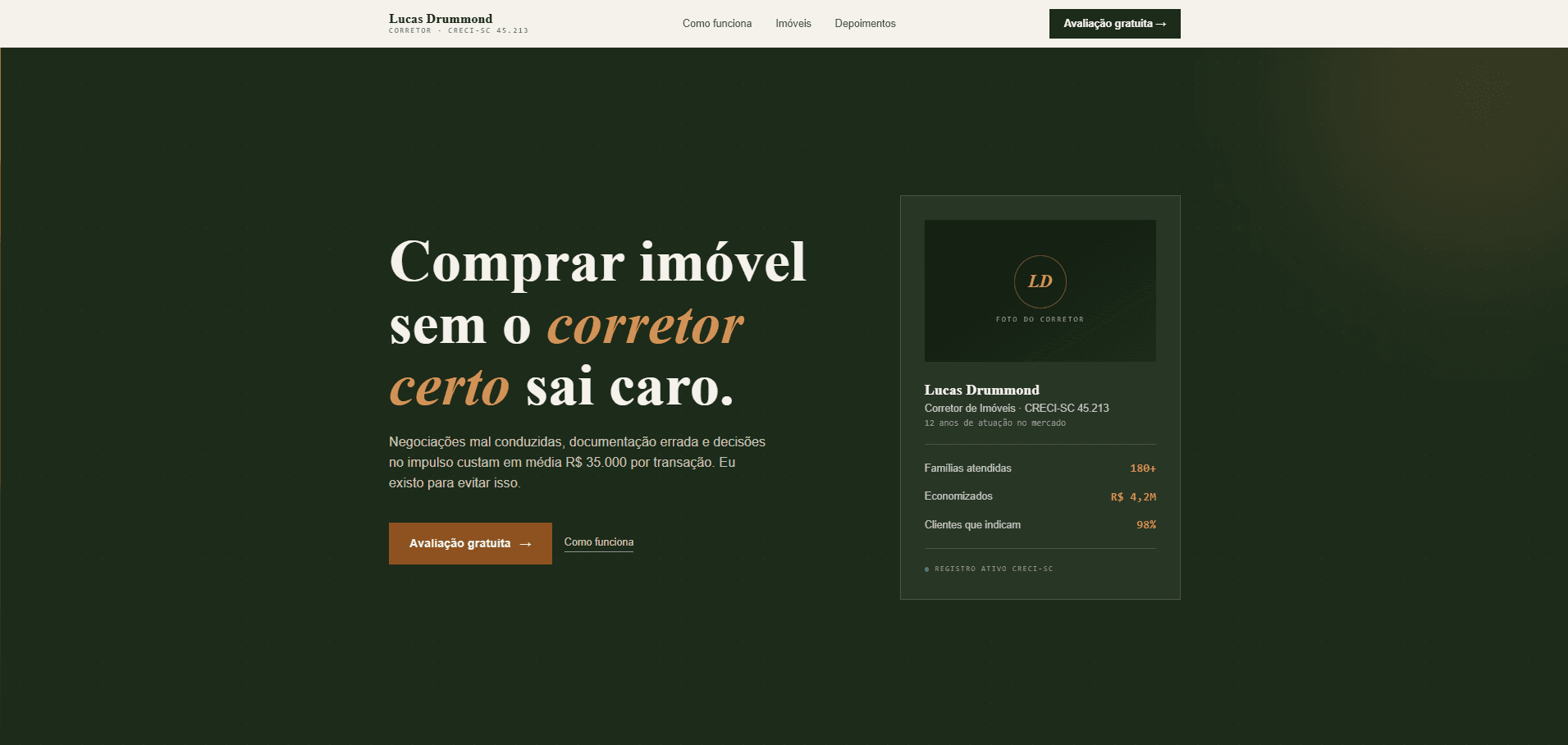Screenshot do projeto: TERRENO — Corretor de Imóveis